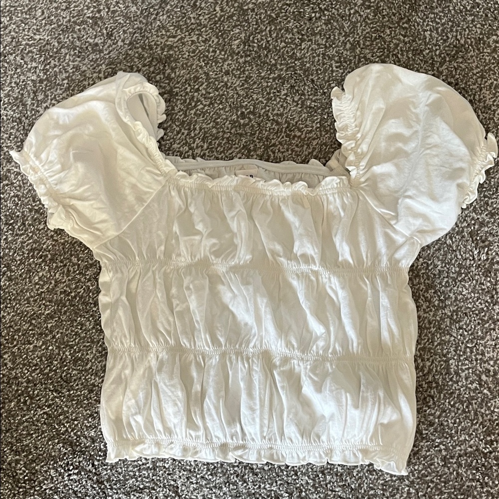 Gap Kids White 100% Cotton Rouched Top